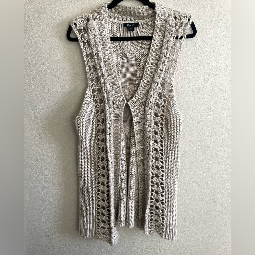 Elegant Beige Knit Cardigan Vest